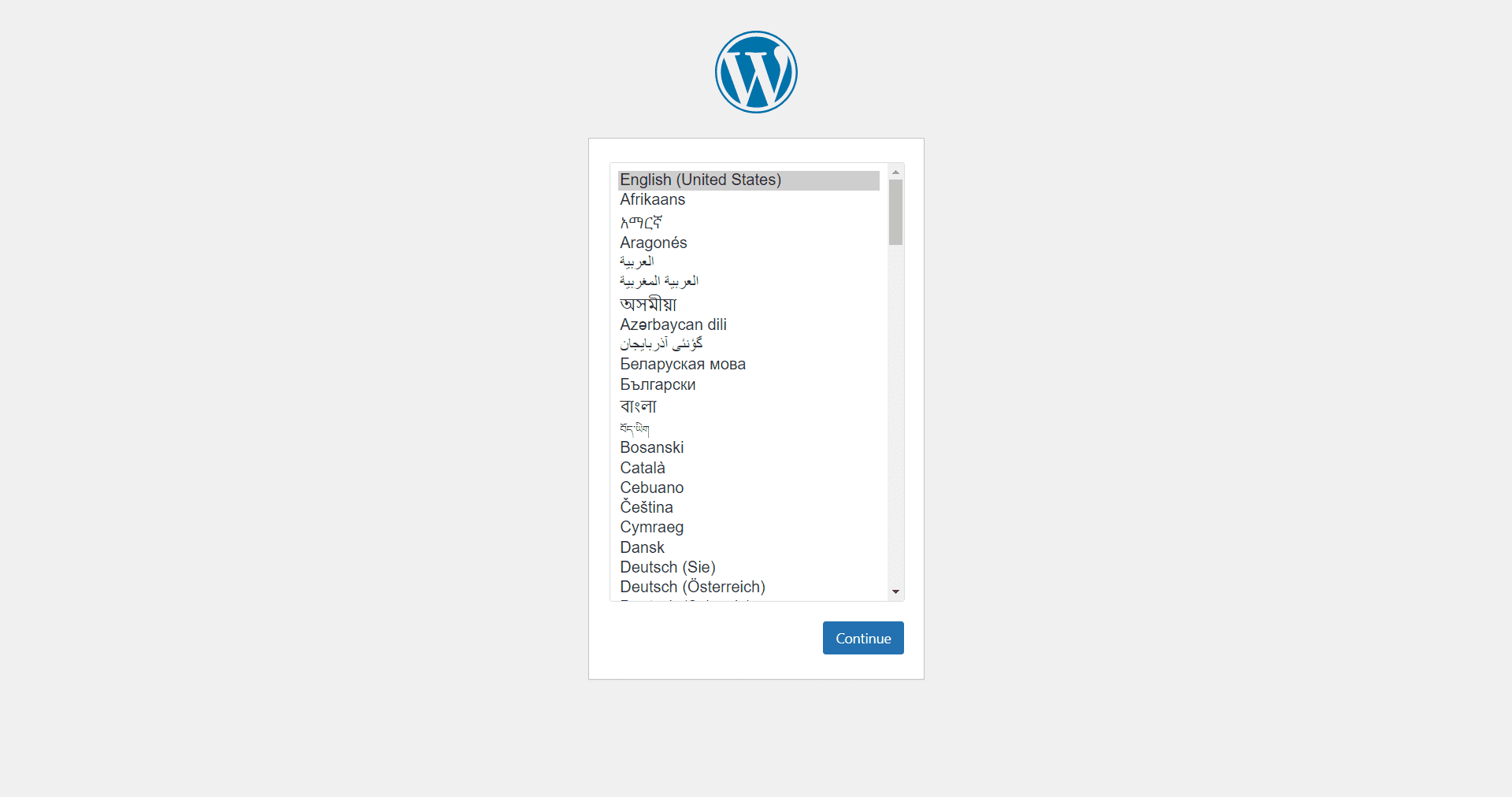 Language selection